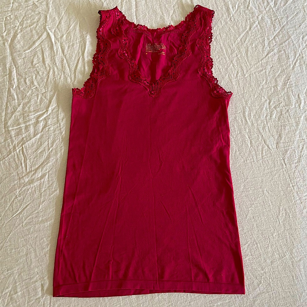 The Limited Red Women’s V-neck Tank with Lace Detail